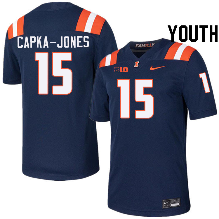 Youth #15 Alexander Capka-Jones Illinois Fighting Illini College Football Jerseys Stitched-Navy